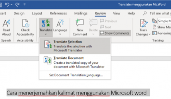 Cara Translate Menggunakan Microsoft Word